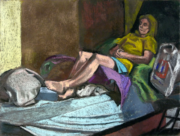 Monika Reclining in Yellow Dress